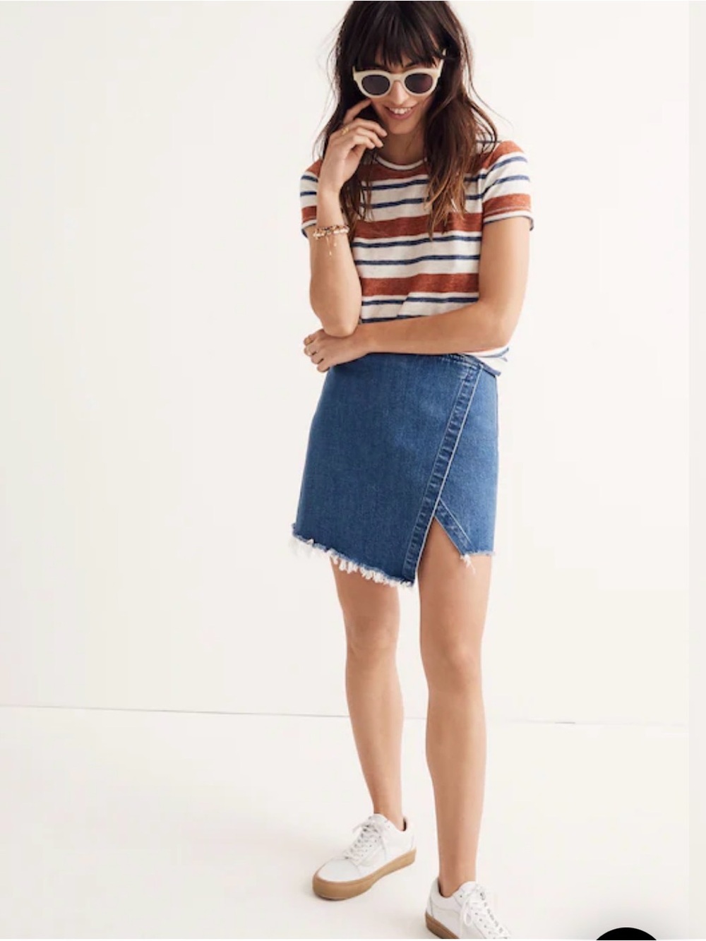 Madewell Raw Hem Fringe Boho Denim Jean Mini Skirt size 6